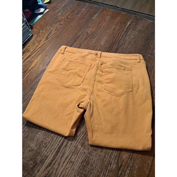 Lane Bryant Womens 20 Mustard Yellow Stretch Pants Rear Pockets Belt Loops - Picture 3 of 3